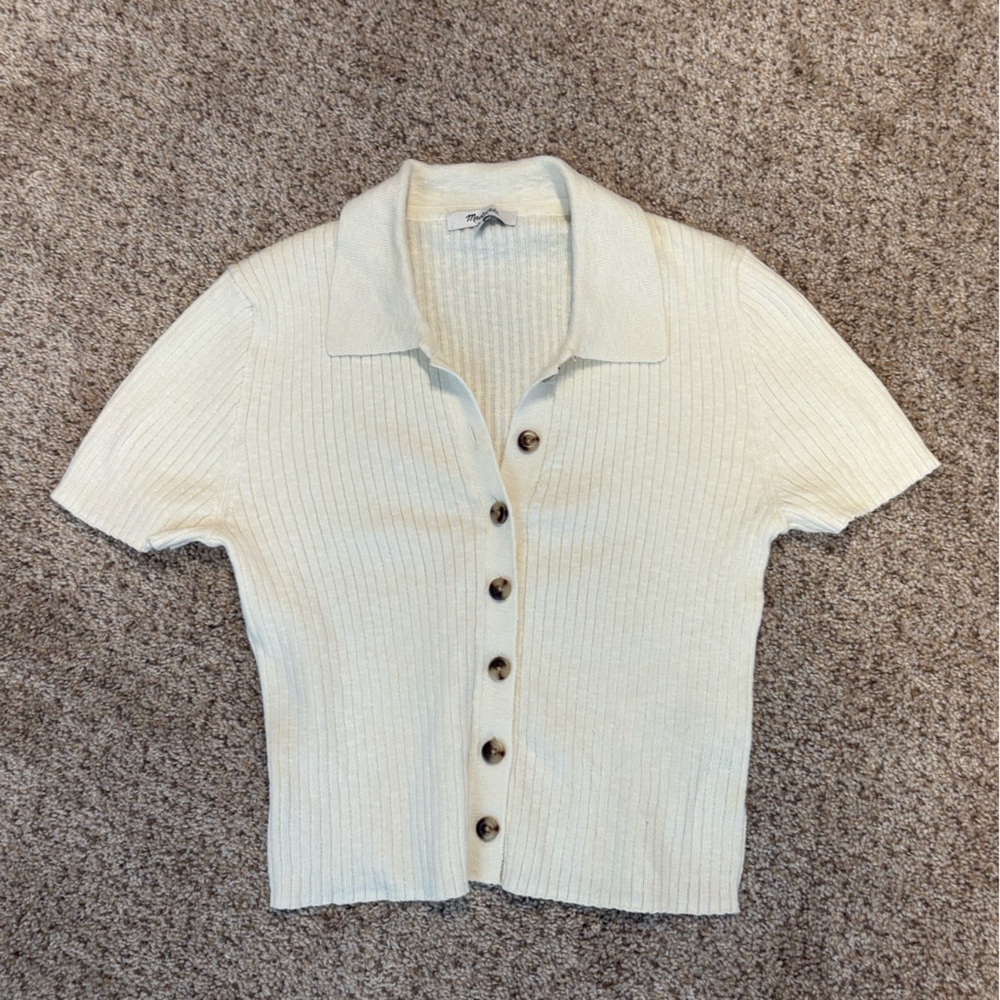 Madewell Cream Short-Sleeve Cardigan